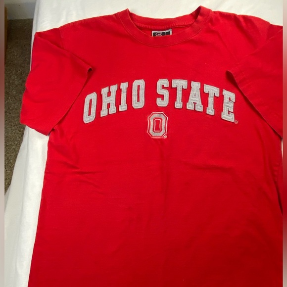 Ohio State Buckeyes Men’s Medium Red Tee Shirt With Textured Raised Lettering - Picture 1 of 5